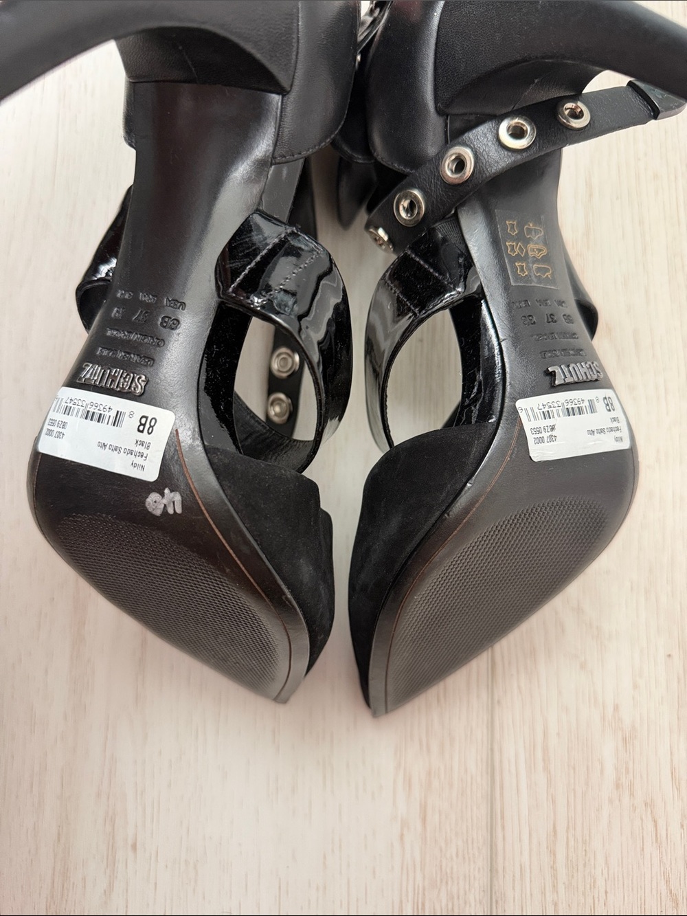 Black Pointed Toe Ankle Strap Heels - Picture 5 of 6
